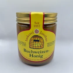 Glas dunkler Buchweizenhonig der Imkerei Janthur