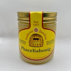 Glas Phaceliahonig der Imkerei Janthur, frontal fotografiert