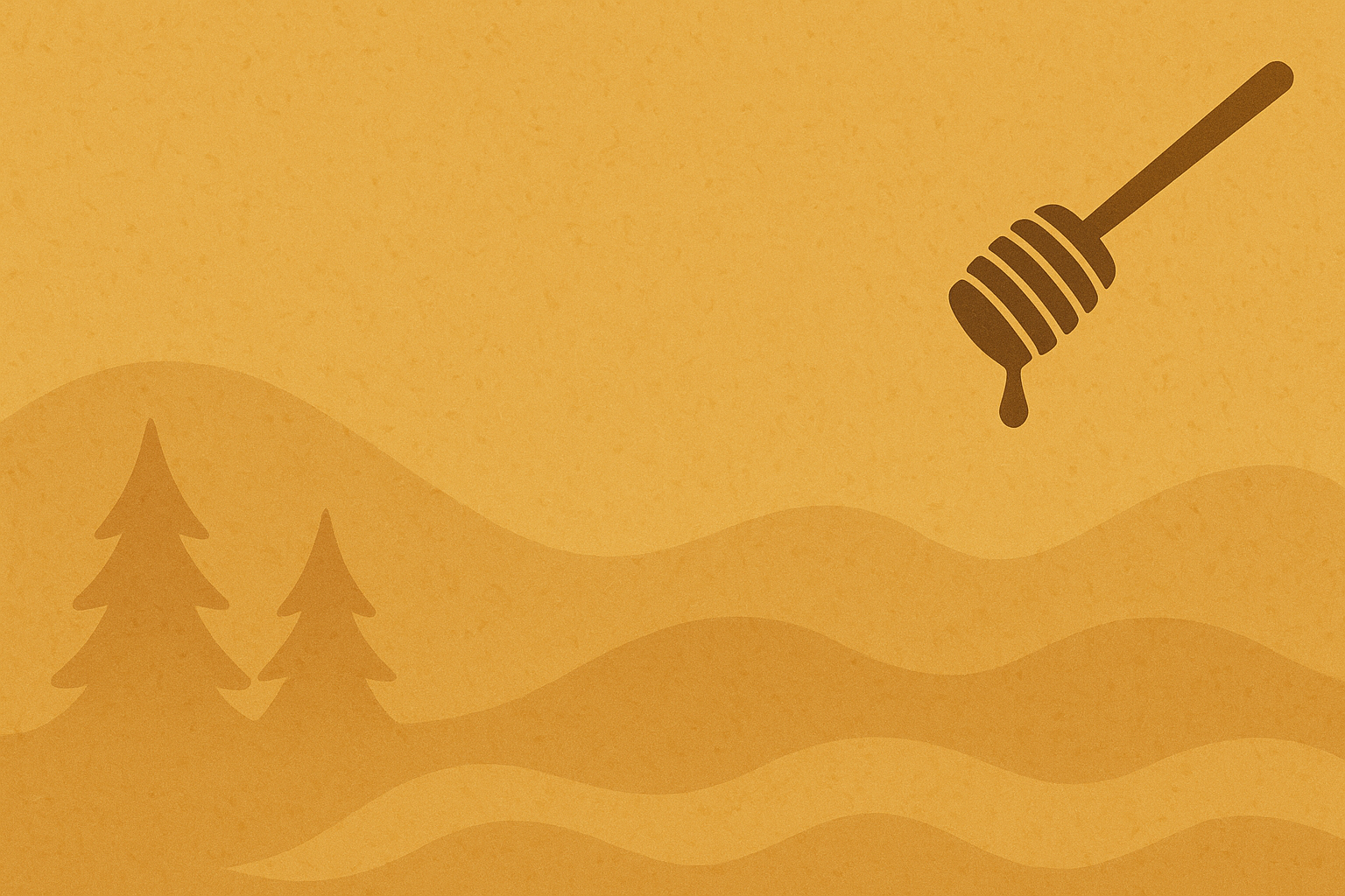 Illustration mit Honigdipper und cremigen Honigwellen auf leicht texturiertem Hintergrund – Cremiger Honig Motiv der Imkerei Janthur.